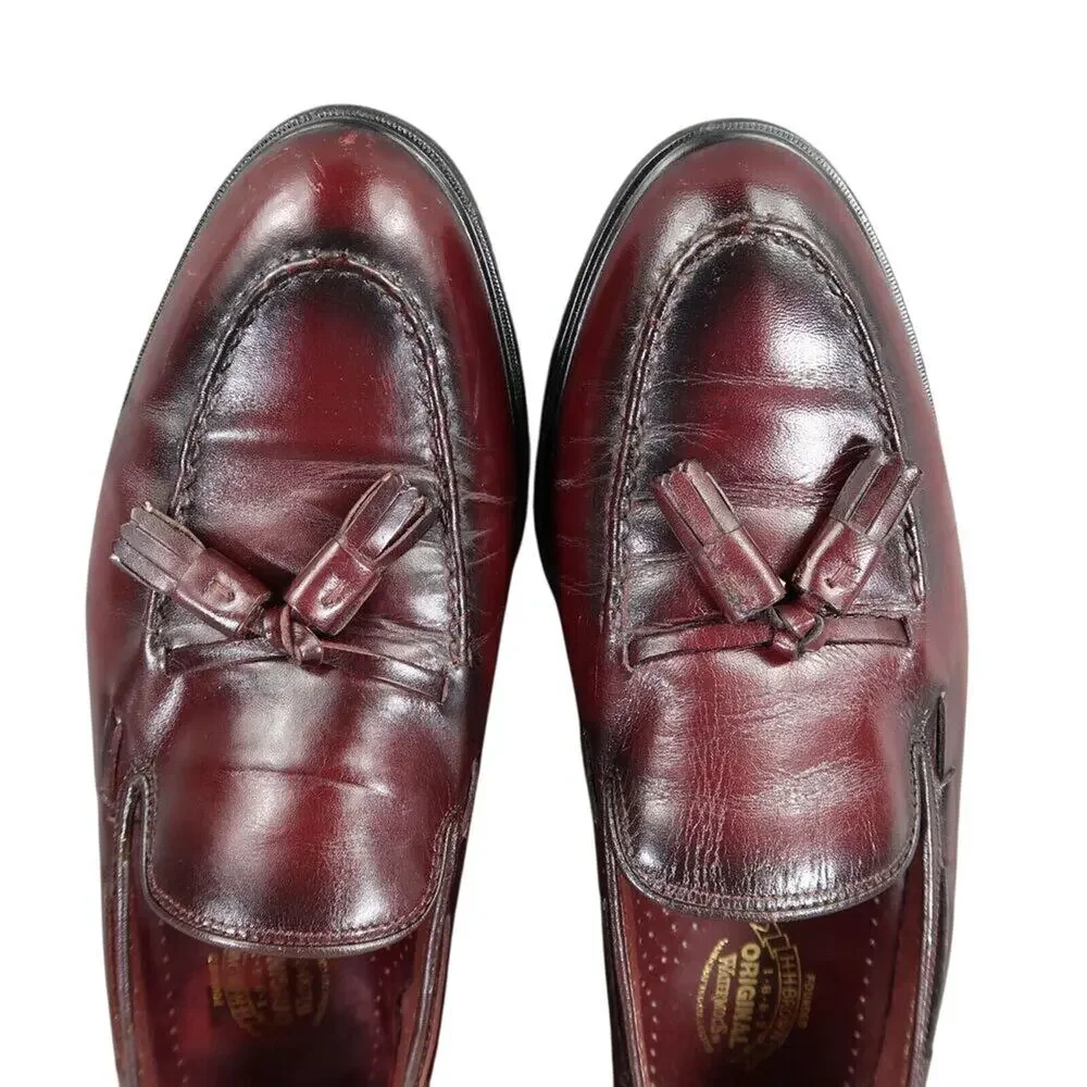 HH Brown Shoes Mens 9 Loafer Tassel Dress Handcrafted Water Mocs Leather Vintage